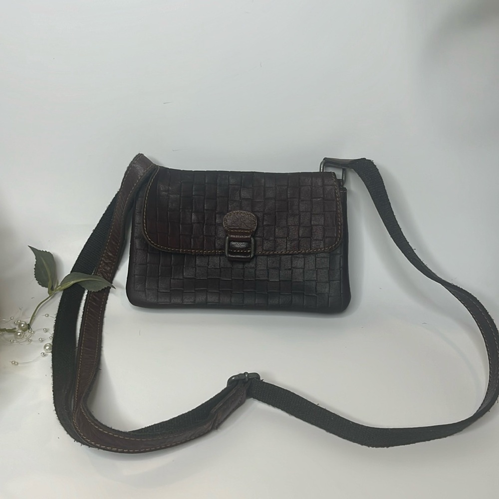 Jack Georges leather crossbody bag in dark brown.